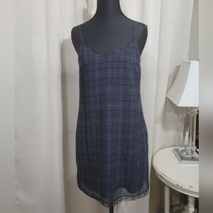 Zara Navy and Purple Plaid Chemise